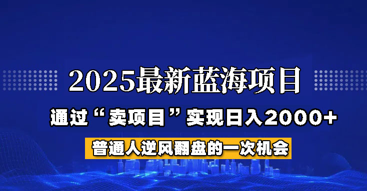 2025年蓝海项目,如何通过“网创项目”日入2000+-副业团