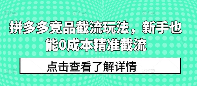拼多多竞品截流玩法，新手也能0成本精准截流-副业团