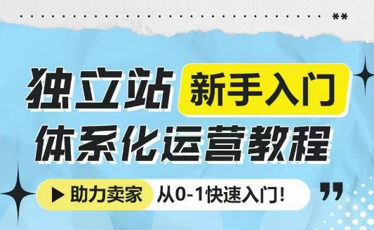 独立站新手入门体系化运营教程，助力独立站卖家从0-1快速入门!-副业团