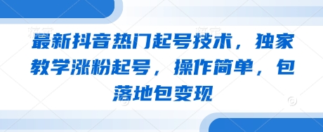 最新抖音热门起号技术，独家教学涨粉起号，操作简单，包落地包变现-副业团