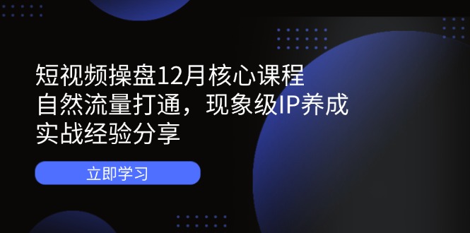 短视频操盘12月核心课程:自然流量打通,现象级IP养成,实战经验分享-副业团