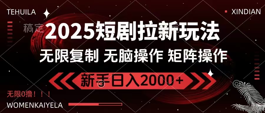 2025短剧拉新玩法,无需注册登录,无限0撸,无脑批量操作日入2000+-副业团