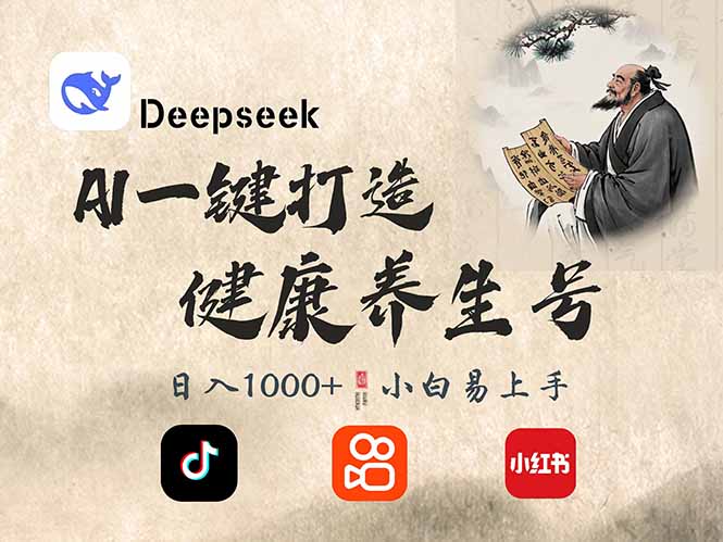 DeepSeek做养生号,一条作品涨粉2万+,轻松日入300+-副业团