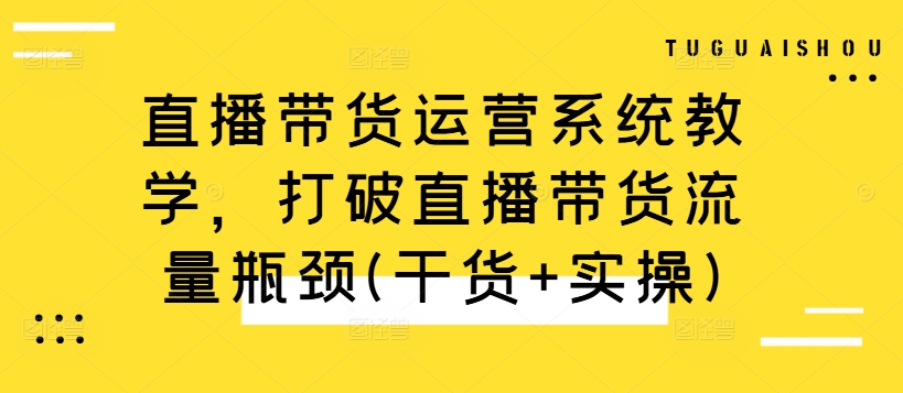直播带货运营系统教学，打破直播带货流量瓶颈(干货+实操)-副业团