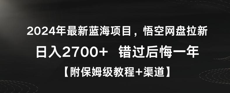 2024年最新蓝海项目，悟空网盘拉新，日入2700+错过后悔一年【附保姆级教程+渠道】【揭秘】-副业团
