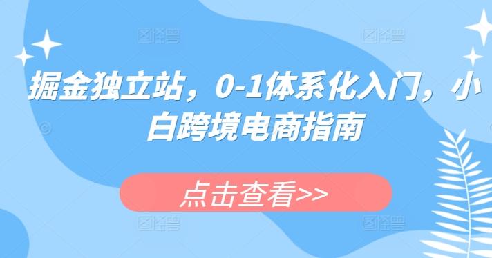 掘金独立站,0-1体系化入门,小白跨境电商指南-副业团