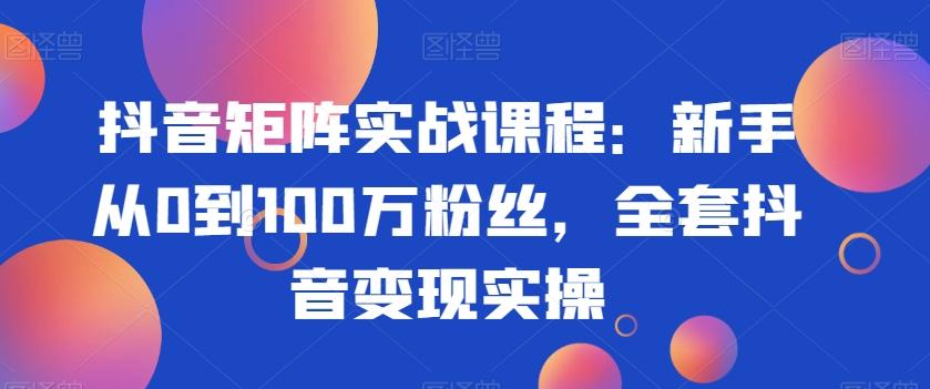 抖音矩阵实战课程:新手从0到100万粉丝,全套抖音变现实操-副业团
