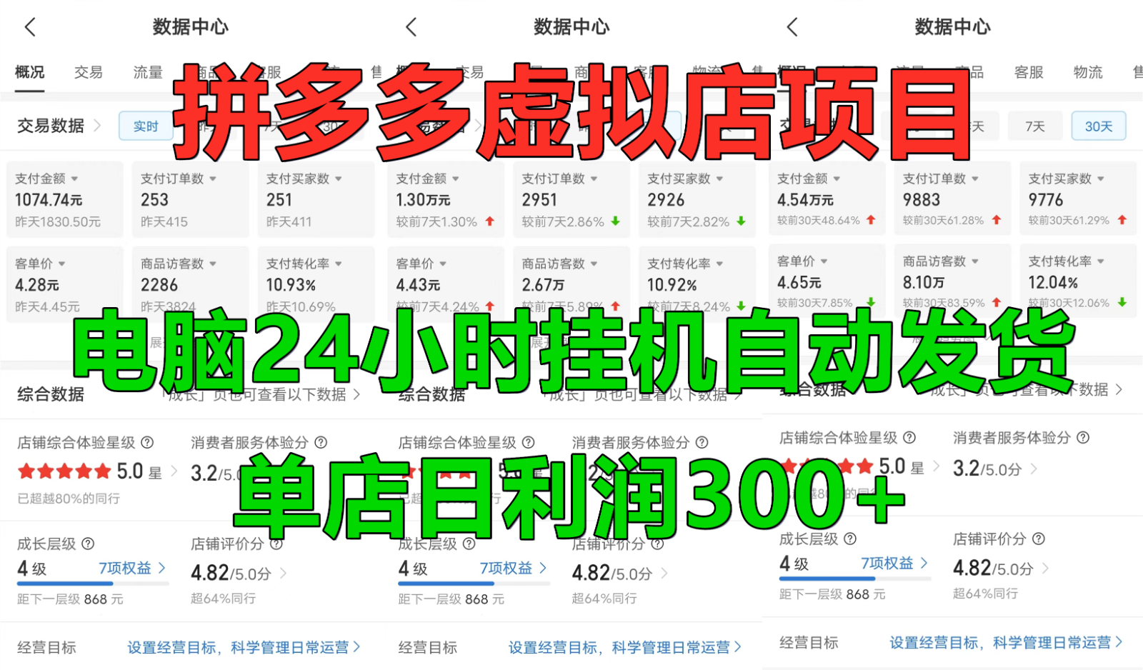 拼多多虚拟店铺项目,电脑挂机自动发货,单店日利润300+-副业团