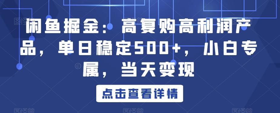 闲鱼掘金:高复购高利润产品,单日稳定500+,小白专属,当天变现