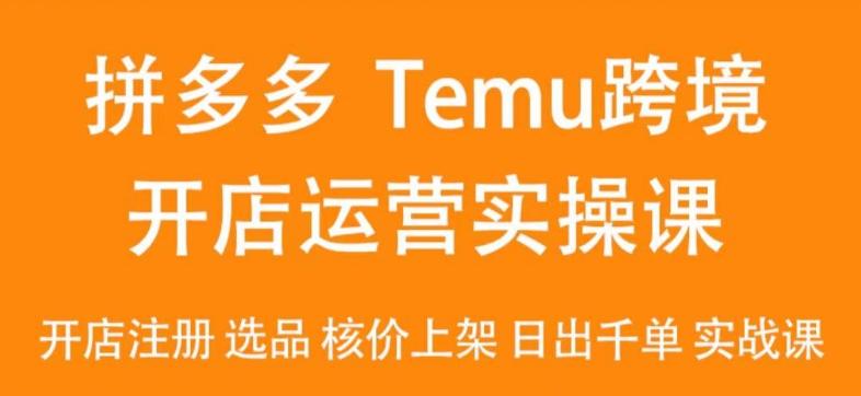 2024Temu最新玩法，Temu跨境开店运营实操课，开店注册/选品/核价上架/日出千单实战课-副业团