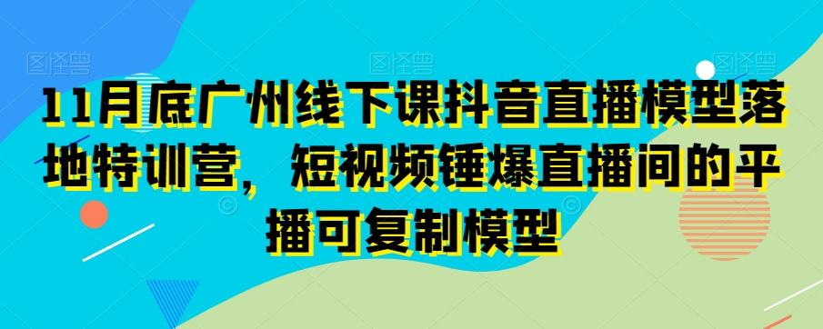 11月底广州线下课抖音直播模型落地特训营,短视频锤爆直播间的平播可复制模型-副业团