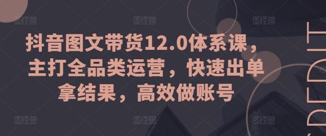 抖音图文带货12.0体系课，主打全品类运营，快速出单拿结果，高效做账号-副业团
