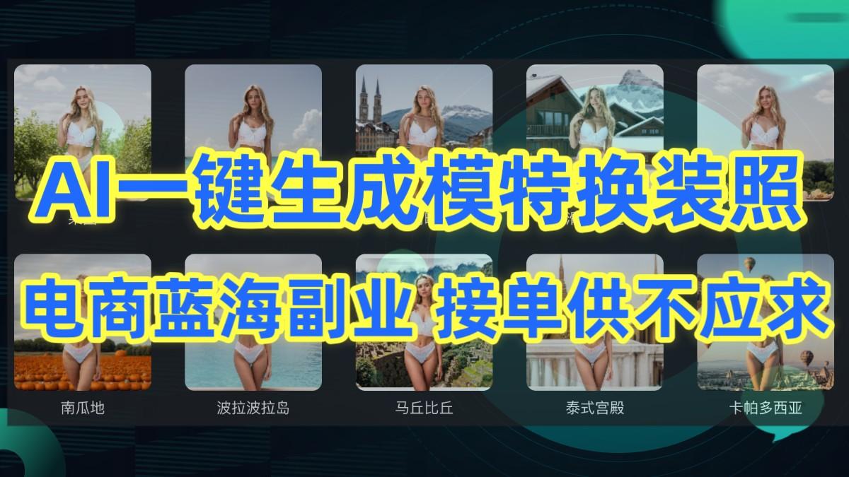 AI制作一键生成模特换装照,电商蓝海副业,接单供不应求-副业团