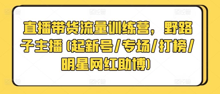 直播带货流量训练营，野路子主播(起新号/专场/打榜/明星网红助博)-副业团