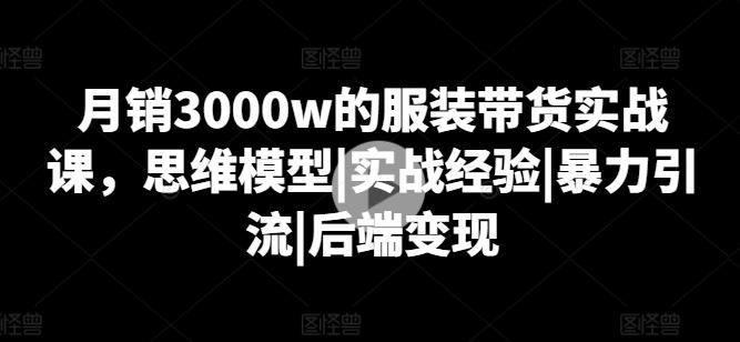 月销3000w的服装带货实战课,思维模型|实战经验|暴力引流|后端变现-副业团