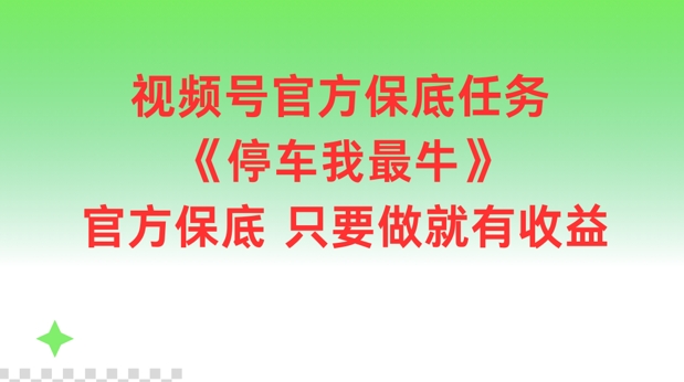 视频号官方保底任务,停车我最牛,官方保底只要做就有收益【揭秘】-副业团