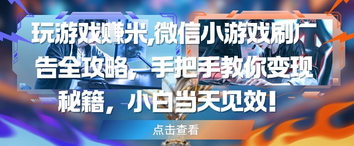 玩游戏挣米,微信小游戏刷广告全攻略,手把手教你变现秘籍,小白当天见效-副业团