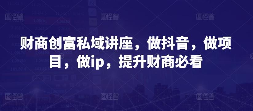 财商创富私域讲座,做抖音,做项目,做ip,提升财商必看-副业团