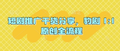 短剧推广干货分享,豹剧 1:1原创全流程-副业团