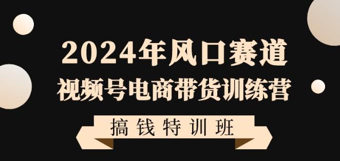 2024年风口赛道视频号电商带货训练营搞钱特训班,带领大家快速入局自媒体电商带货-副业团