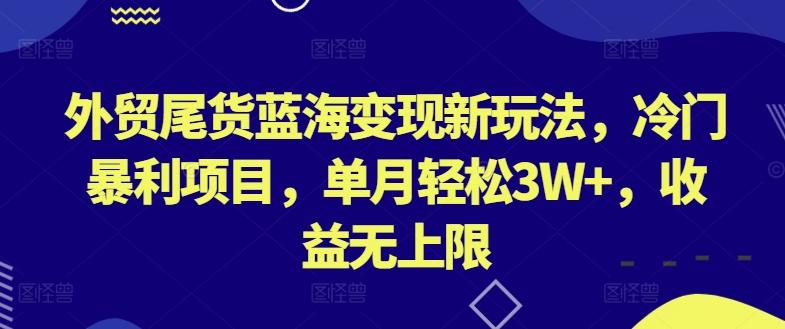 外贸尾货蓝海变现新玩法,冷门暴利项目,单月轻松3W+,收益无上限【揭秘】-副业团