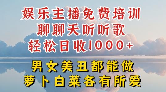 娱乐主播免费培训聊聊天听听歌轻松日收1K+,男女美丑都能做萝卜白菜各有所爱【揭秘】-副业团