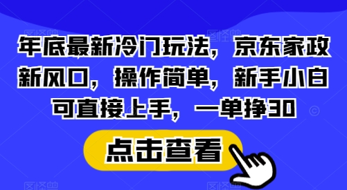 年底最新冷门玩法,京东家政新风口,操作简单,新手小白可直接上手,一单挣30【揭秘】-副业团