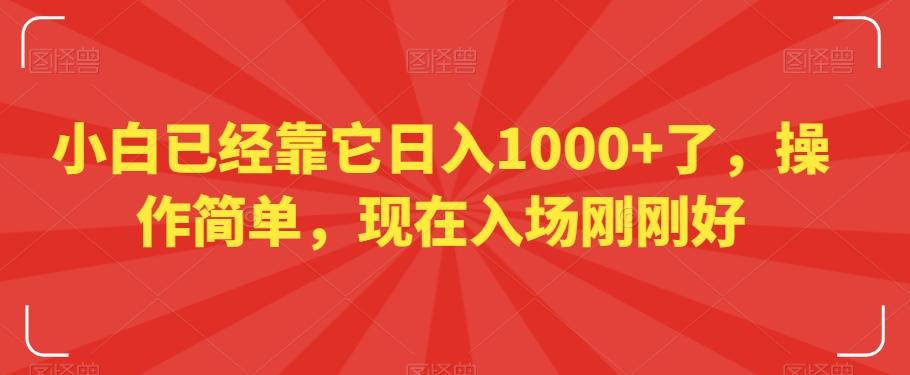 小白已经靠它日入1000+了,操作简单,现在入场刚刚好【揭秘】-副业团