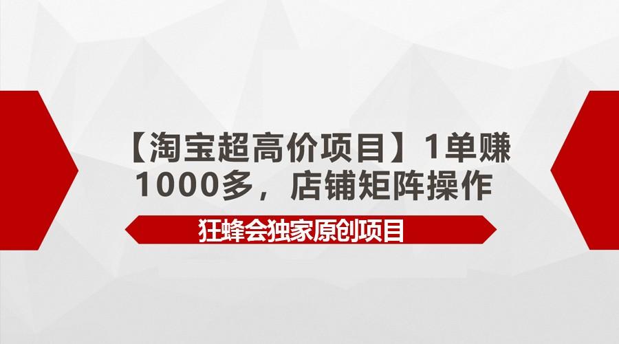 【淘宝超高价项目】1单赚1000多,店铺矩阵操作-副业团