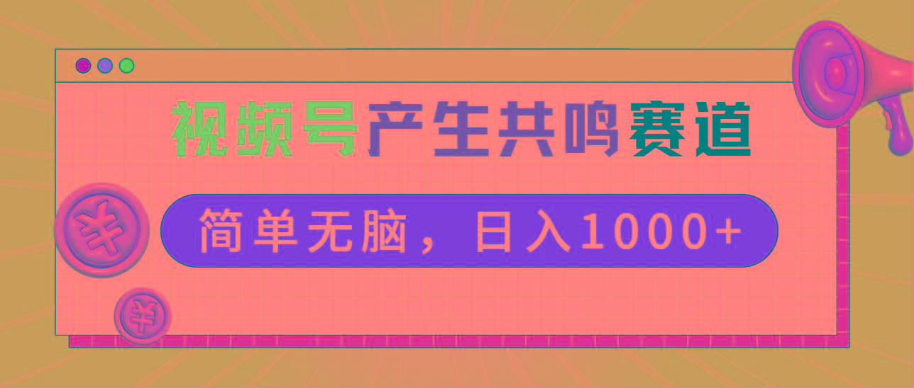 2024年视频号,产生共鸣赛道,简单无脑,一分钟一条视频,日入1000+-副业团