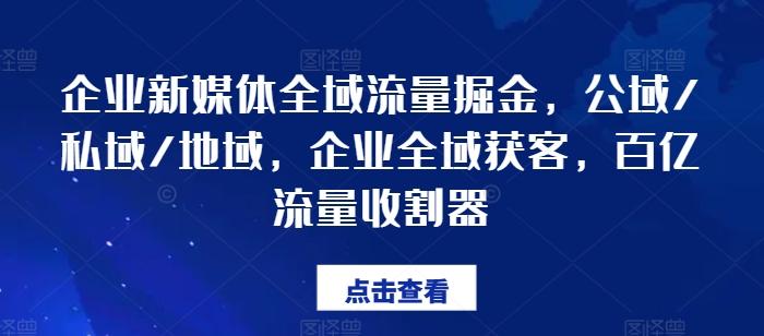 企业新媒体全域流量掘金,公域/私域/地域,企业全域获客,百亿流量收割器-副业团