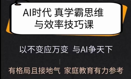 Ai时代真学霸思维与学习方法课,有格局且接地气,家庭教育有力参考-副业团