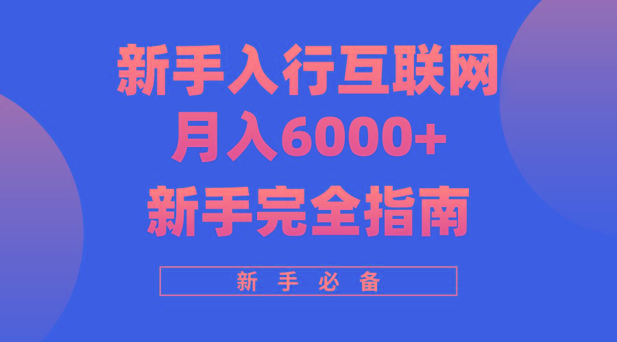 (10058期)互联网新手月入6000+完全指南 十年创业老兵用心之作,帮助小白快速入门-副业团