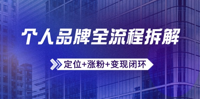 个人品牌全流程拆解:定位+涨粉+变现闭环,微信生态运营与资源整合-副业团