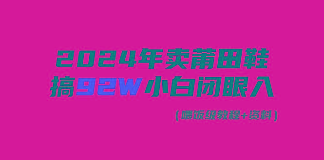 (9329期)2024年卖莆田鞋,搞了92W,小白闭眼操作!-副业团