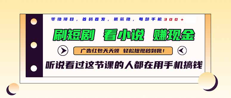 最新短剧平台,刷短剧,看小说,赚现金,一部手机日入300+-副业团
