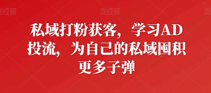 私域打粉获客,学习AD投流,为自己的私域囤积更多子弹-副业团