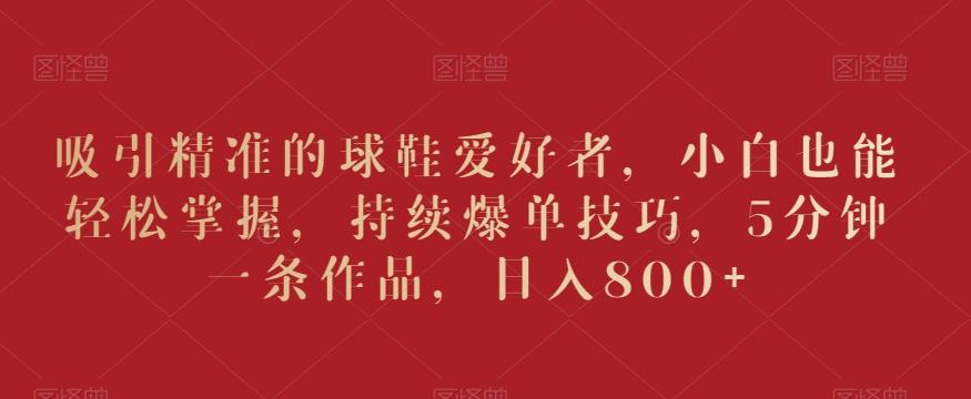 吸引精准的球鞋爱好者,小白也能轻松掌握,持续爆单技巧,5分钟一条作品,日入800+【揭秘】-副业团