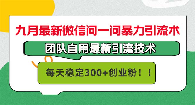 九月最新微信问一问暴力引流术,团队自用引流术,每天稳定300+创...-副业团