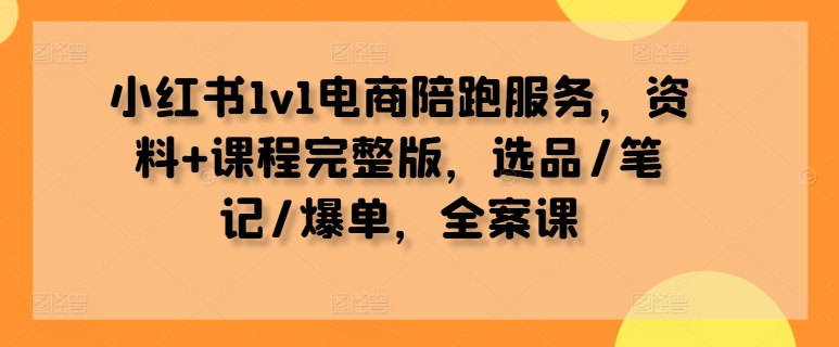 小红书1v1电商陪跑服务,资料+课程完整版,选品/笔记/爆单,全案课-副业团