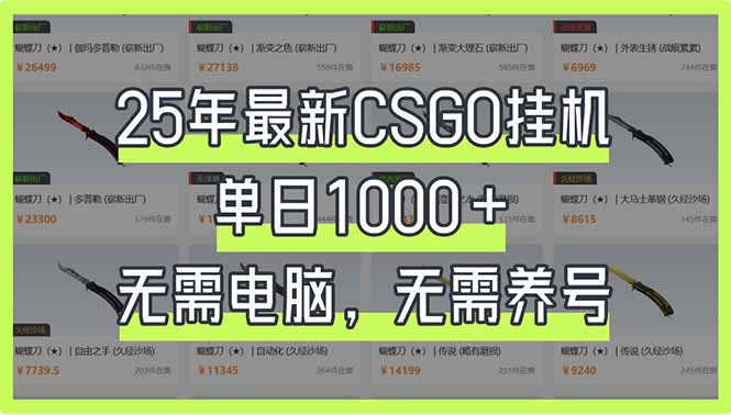 25年最新CSGO挂机系统，单日1000+，无需电脑，无需养号，0基础可上手-副业团