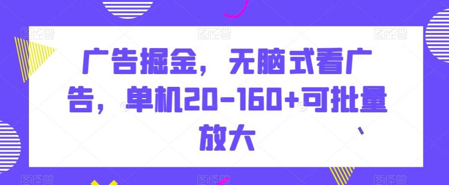 广告掘金,无脑式看广告,单机20-160+可批量放大【揭秘】-副业团