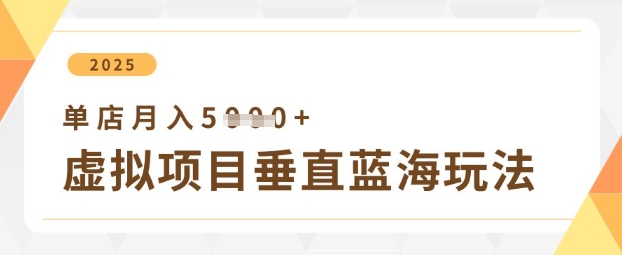虚拟项目垂直玩法,实现单店月入5k+-副业团