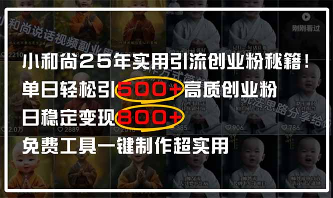 小和尚2025年实用引流秘籍!单日轻松引500+高质量创业粉,日变现800+,...-副业团