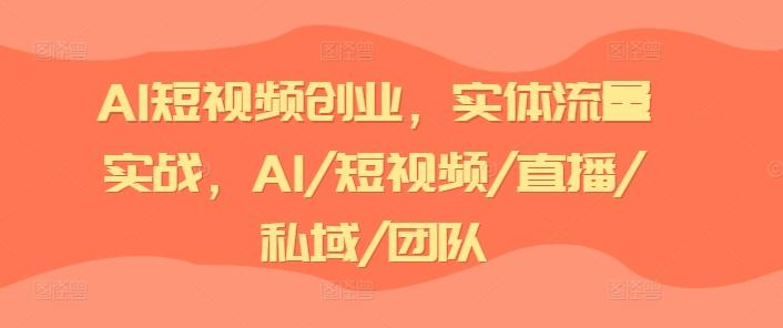 AI短视频创业,实体流量实战,AI/短视频/直播/私域/团队-副业团