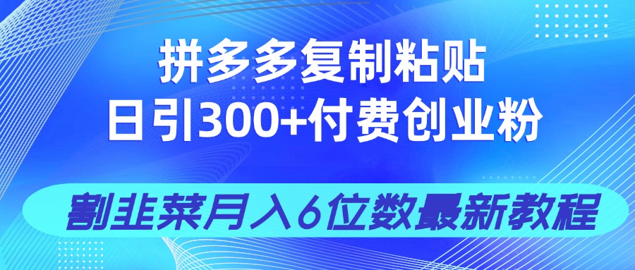 拼多多复制粘贴日引300+付费创业粉,割韭菜月入6位数最新教程!-副业团