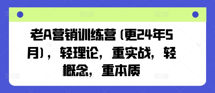 老A营销训练营(更25年1月),轻理论,重实战,轻概念,重本质-副业团