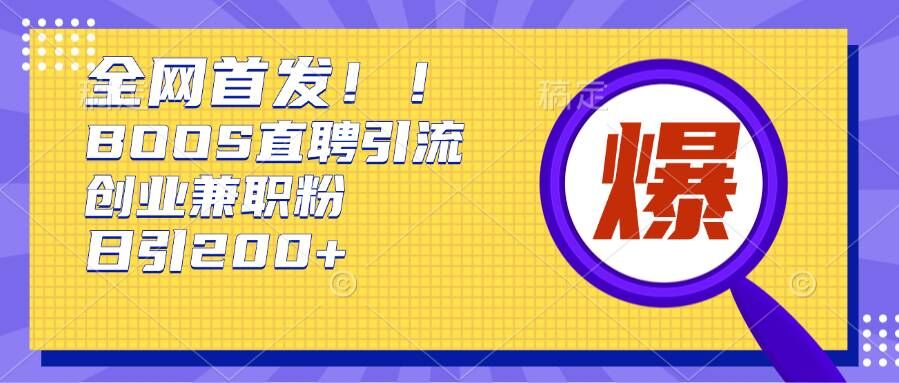 通过Boss直聘,每天轻松钓到200+多条创业大鱼的秘籍【揭秘】-副业团