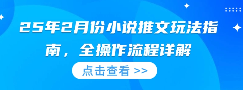 25年2月份小说推文玩法指南,全操作流程详解-副业团