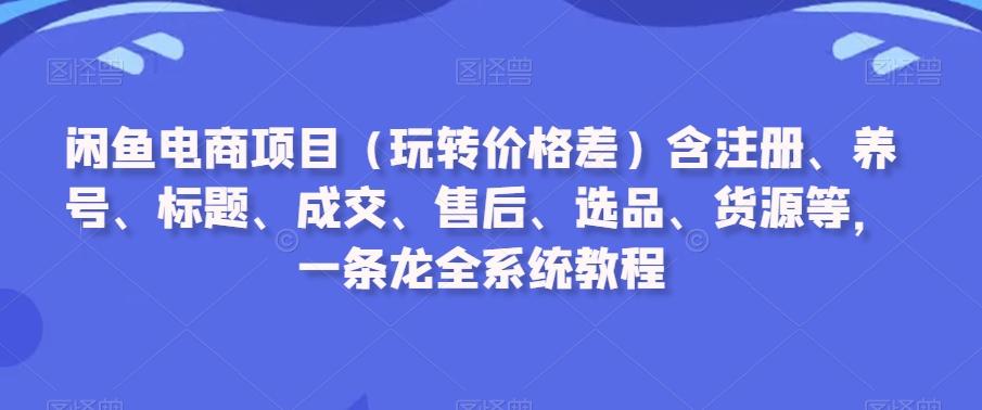 闲鱼电商项目(玩转价格差)含注册、养号、标题、成交、售后、选品、货源等,一条龙全系统教程-副业团